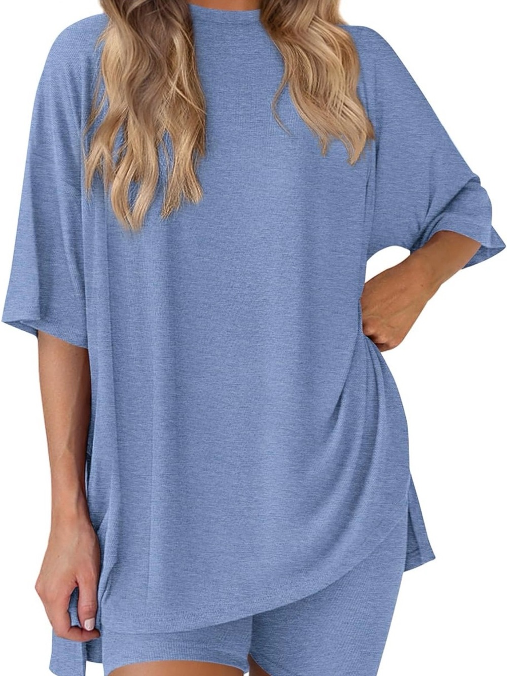 PRETTYGARDEN Blue 2-Piece Lounge Set Size Small
